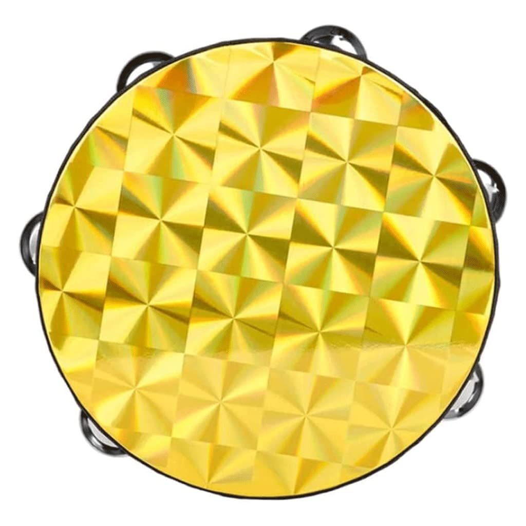 LIOONS Tambour en Bois Tambourin à Main de 8 Pouces avec Tambour à Main d'instrument de Percussion de Tambour éthéré à Double rangée pour Les mélomanes