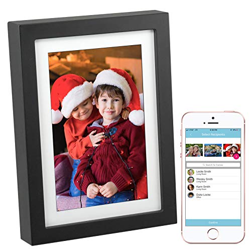 PhotoSpring 8 (16GB) 8-inch WiFi Cloud Digital Picture Frame - Battery, Touch-Screen, Plays Video and Photo Slideshows, HD IPS Display, iPhone & Android app (Black - 15,000 Photos)