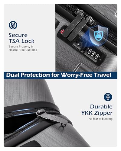 Image of Coolife Luggage Expandable(only 28 inch) Suitcase PC+ABS Spinner Built-in TSA Lock 20in 24in 28in Carry on (Charcoal, M(24in).)