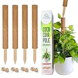 UNIGREEN Premium Moss Pole, Coir Totem Poles for Indoor Plants, Moss Sticks, Garden Ties - Support and Train Creepers and Climbing Plants (4Pack 18'' (Stackable))