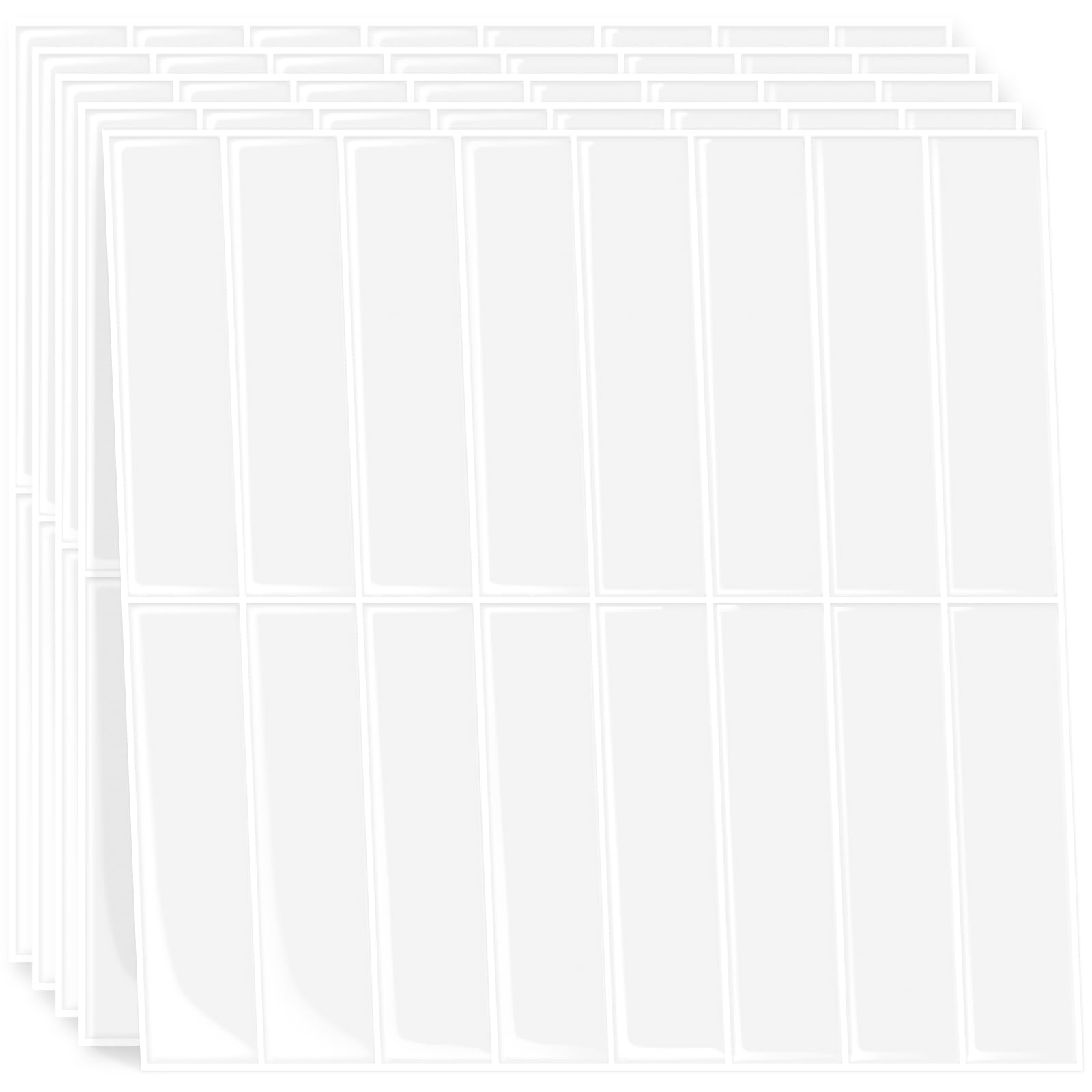 MORCART 20 Stück 3D Fliesenaufkleber Klebefliesen Küche Selbstklebende Backstein Aufkleber für Bad Wandfliesen Kamin Abnehmbar Wasserdicht Reinweiß MT1988