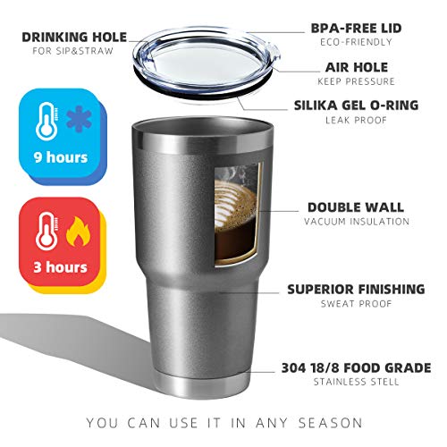 HASLE OUTFITTERS 30oz Tumbler Stainless Steel Coffee Tumbler Double Wall Vacuum Insulated Travel Mug with Lid (Grey, 1 Pack) - Thumbnail 4