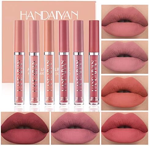 Topcent 6 Colors Matte Liquid Lipstick Makeup Set, Matte Velvety Long-Lasting Wear Non-Stick Cup Not Fade Waterproof Lip Gloss (B)