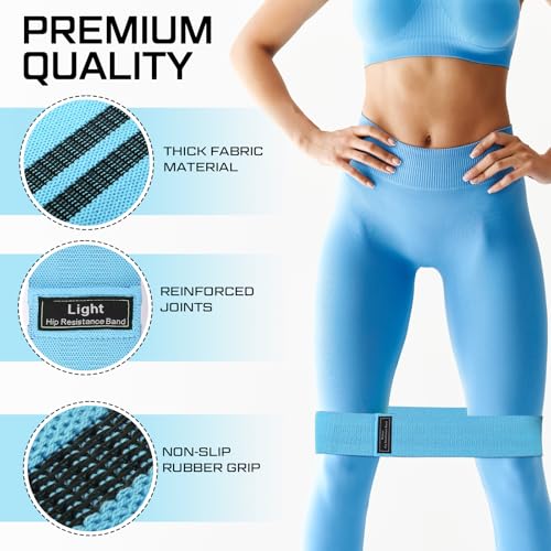 Image of 12 Pcs Fabric Resistance Bands for Working Out Non-Slip Booty Exercise Loop Bands for Women Men Glutes Hip Thigh Butt Yoga Pilates Fitness Gym, Light Medium Heavy