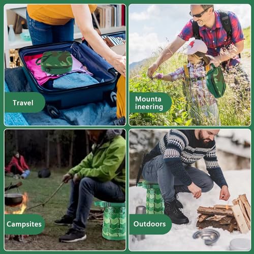 Image of Collapsible Stool Chair with Padded Cushion Seat, Easy Carry Portable Folding Stool for Adults, Quick-Fold Heavy-Duty Stool with Carry Bag for Camping, Fishing, Beach