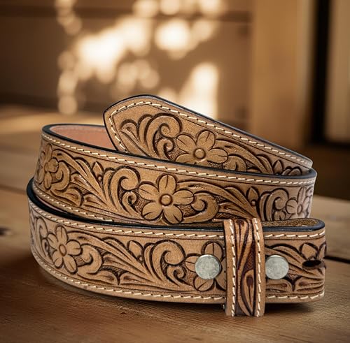 Western Leather Belt for Women Full Grain One Piece Leather Cowgirl Belt Handmade Engraved Tooled 1.5” Wide4