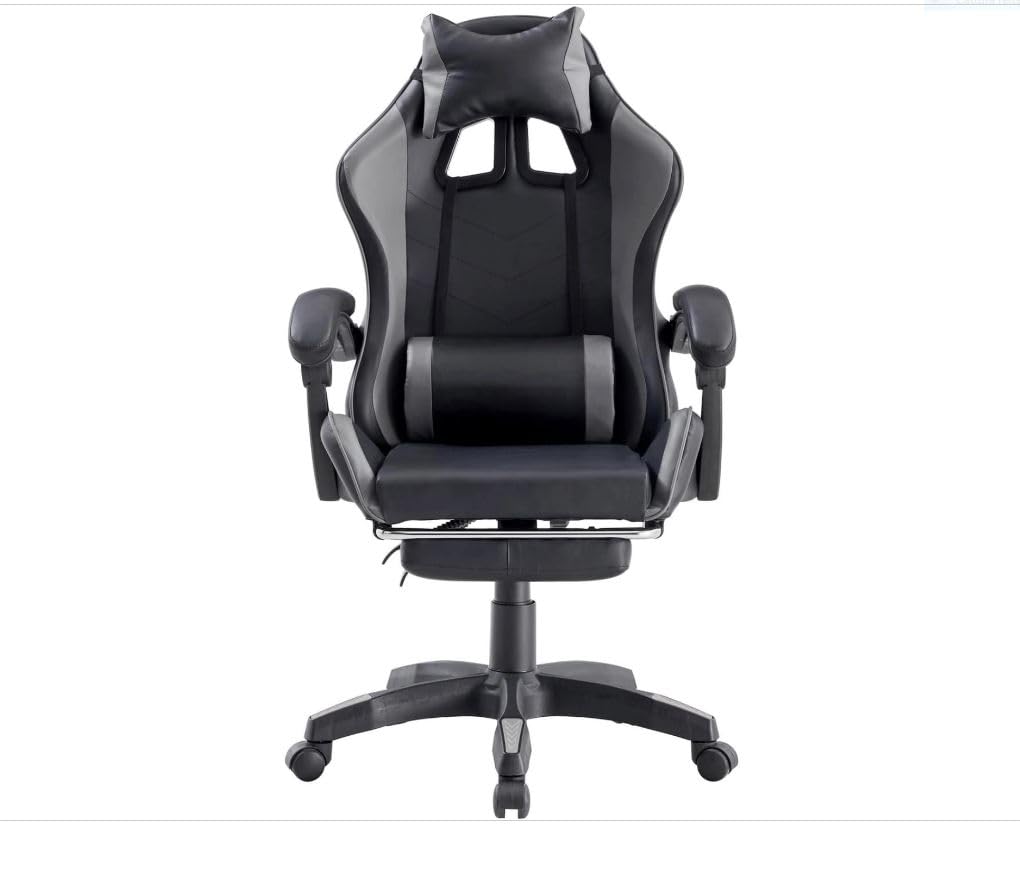Sedia/Poltrona Gaming Ergonomica Reclinabile con Poggiapiedi Poggiatesta e Supporto Lombare Braccioli X Gamer da Scrivania con Ruote Girevoli Nero/Grigio HLD-920