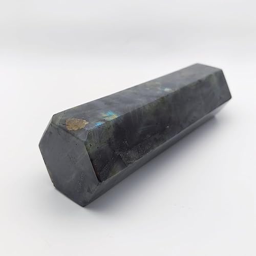 Miniatura 5 de Torre de cristal de labradorita, 6 facetas curativas de punta de cristal de 1-1.5 libras, torre de cuarzo grande para meditación, colección Reiki