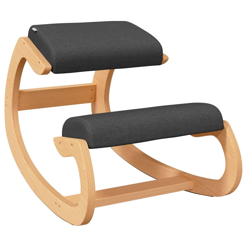 vidaXL Taburete de Rodillas, Silla Ergonómica para Rodillas, Mecedora Acolchada, Silla para Dormitorio Oficina, Madera Contrachapada de Abedul Negro