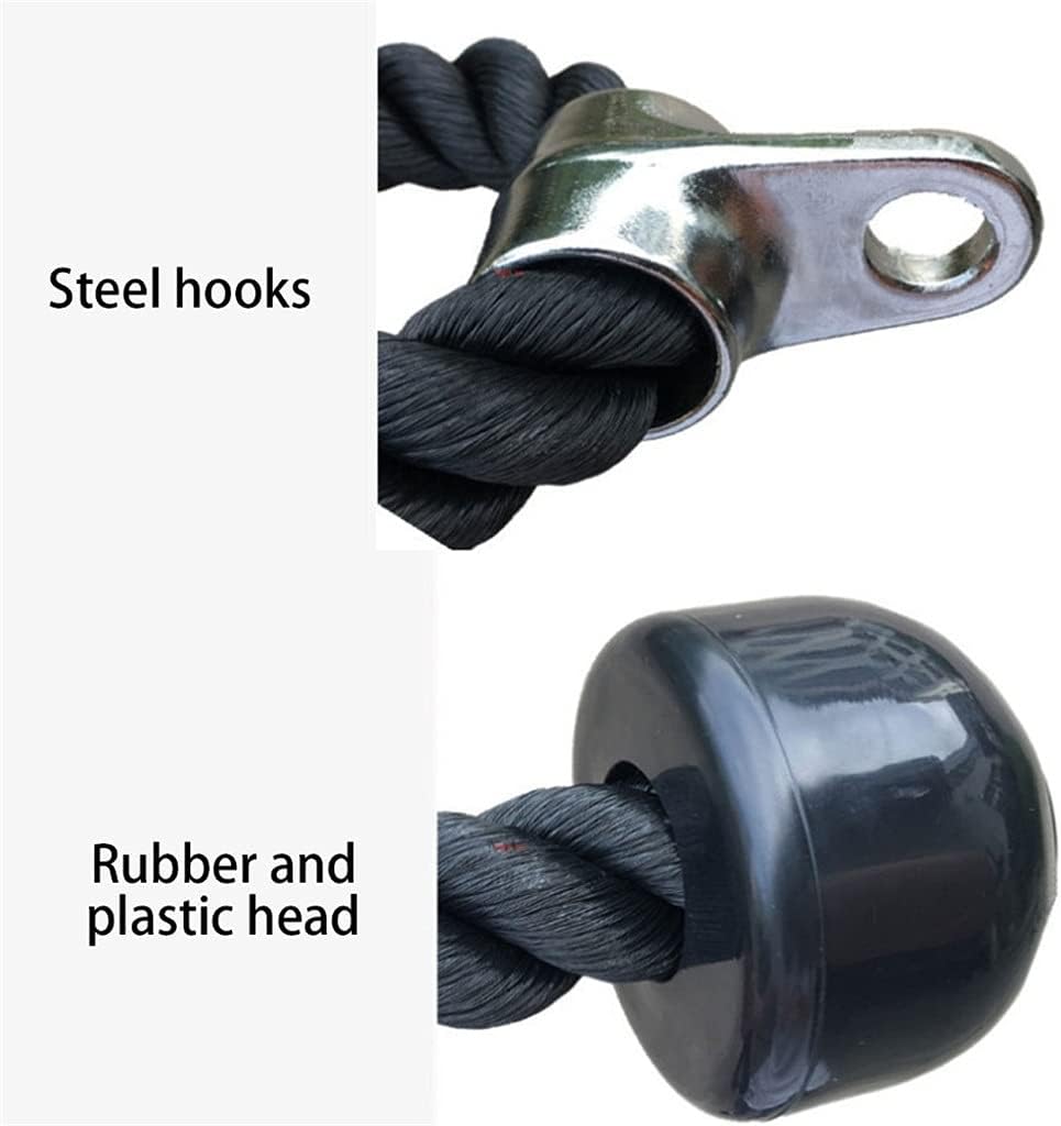 7 PCS Tricep Rope Pull Down Set 2 Exercise Handles 3 Carabiner Clips Cable Attachment for Gym Accessories