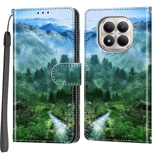 Étui portefeuille Xiaomi Redmi Note 15 Pro 4G housse à rabat magnétique Forêt