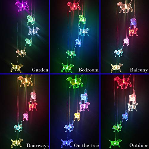 Color Changing Led Dog Wind Chimes Gifts Portable Waterproof Puppy Windchime, Mobile Solar Dog Wind Chime Light, Gift For Mom, Festival, Patio, Night Garden Decoration Light, Solar Light Outdoor Decor #TOP1