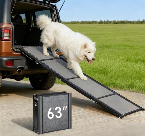 63" Long &17" Wide Heavy Duty & Portable Dog Ramp, Folding Pet Ra...