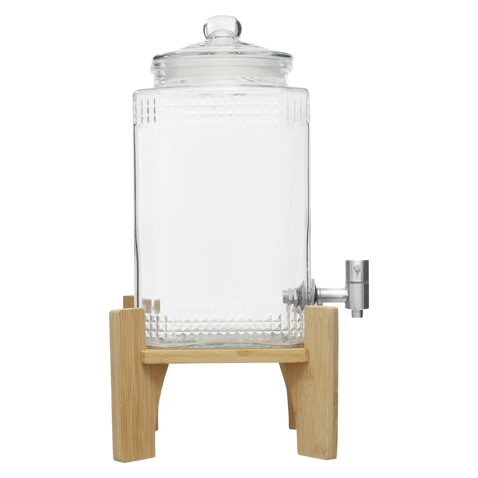 Dispensador de bebidas de cristal de 5 litros con grifo antigoteo de acero inoxidable, dispensador de bebidas de cristal con soporte y tapa, dispensador de bebidas para fiestas