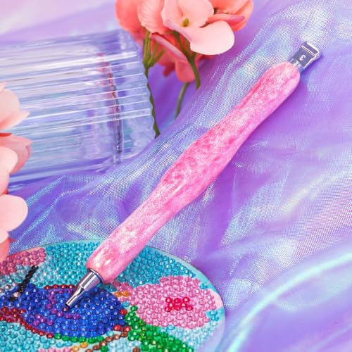 Image of Praise V Do Diamond Painting Art Drill Pen Kit with Screw Stainless Steel Rose Metal Tip Nibs Placers Roller Tool Accessories, Ergonomic Diamond Art Pen for 5D Diamond Paint Bead Dot Pink