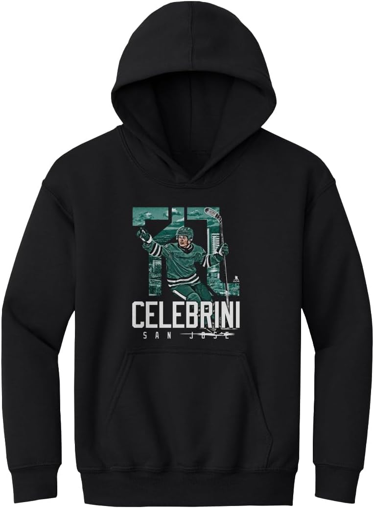 500 LEVEL Macklin Celebrini Youth Hoodie Sweatshirt - Macklin Celebrini San Jose Landmark