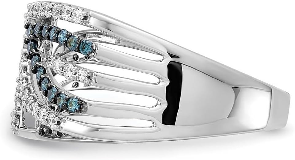 JewelryWeb 14k White Gold Blue White Diamond Ring Size 6.75 Ring for Women - Image 4