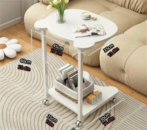 Image of Side Table Stands Couch Side, Swivel TV Tray Table, C-Shaped End Table, Small Center Table for Home Office for Bedroom, Living Room | Closet with Dustproof Door (Panda Table-YZ-06)