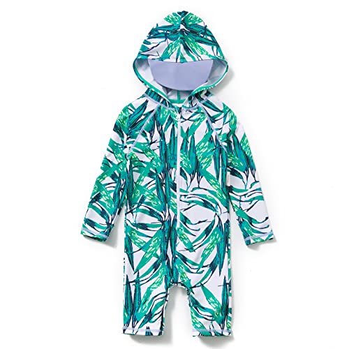 Baby Boys Upf50+ Sunsuit One Piece 3/4 Sleeve Uv Kid Full Front Zipper Swimsuit Sun Hat(Green,24-36 Months) #TOP10