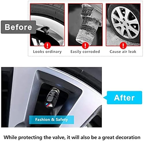 4pcs Auto Ventilkappen aus Metalllegierung für BMW M M2 M4 M5 M6 M8 X1 X2 X3 X5 X6 M135i M240i Z4 328i X7, Reifenventil Kappen, Universelle Staubschutzkappen Zubehör für Autoreifen
