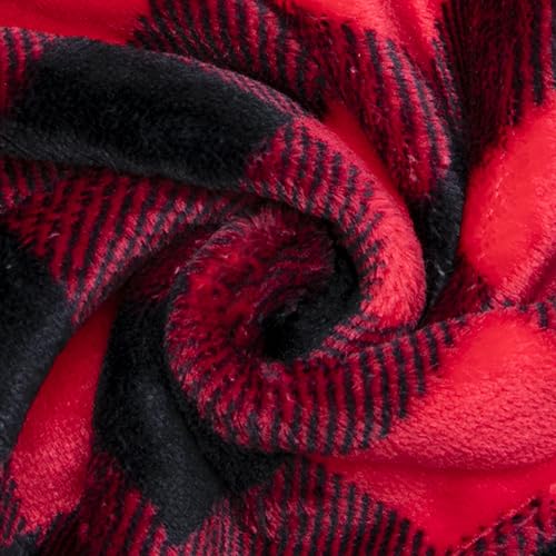 Eyein Hundehoodie für kleine mittlere und große Hunde, Warmer Flanell Hunde Kapuzenpulli mit Taschen und Leine Portal, Weiche Hundebekleidung für Frühling Herbst Winter (Rot-Schwarz Kariert, L)