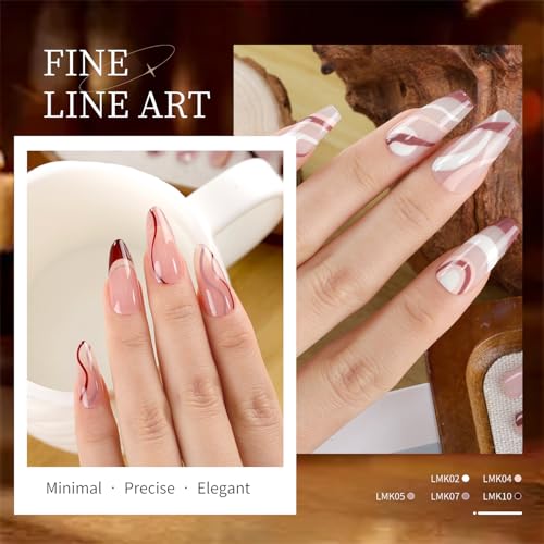 Image of JODSONE 10 Colors Mocha Nail Art Gel Liner Set,5ml Nude Brown Gel Polish with Built-in Thin Brush,Fine Line Nail Art Pen Effect for Nails Design DIY Salon,Fall Brown Tones