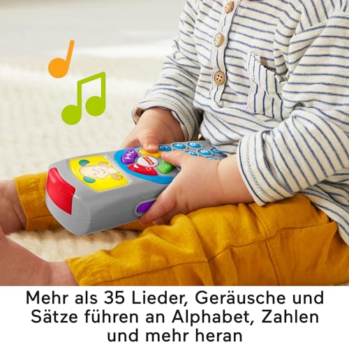 Fisher-Price Lernspaß Lernspielzeug für Babys Hündchen-Fernbedienung Spielzeugfernbedienung mit Musik und Lichtern für Kinder ab 6 Monaten, deutsche Version, HXB88