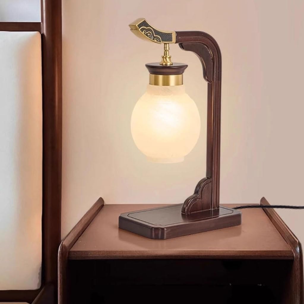 Lampa biurkowa chiński styl sypialnia nocna atmosfera stół herbaciarnia retro lite drewno dekoracyjne światło