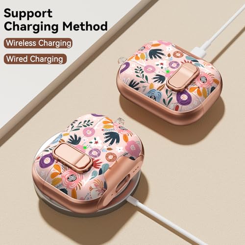 Image of for AirPod Pro 3 Case 2025, with Safty Lock & Phone Stand for Pink AirPod Pro 3 Generation Case Cover for Women Girly, iPod Pro 3 Cases with Keychain & Cleaner Kit - Pink Berry Flower