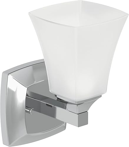 Miniatura 4 de Moen YB5161CH Voss - Accesorio de tocador de baño de doble montaje con 1 luz con vidrio esmerilado, cromado