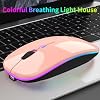 Wireless Bluetooth Mouse for Laptop, Rechargeable Mouse 2.4G USB Optical Wireless Mouse, LED Slim Dual Mode(Bluetooth 5.0 and 2.4G) Wireless Device for Laptop, PC, Mac OS, Android, Windows Champagne