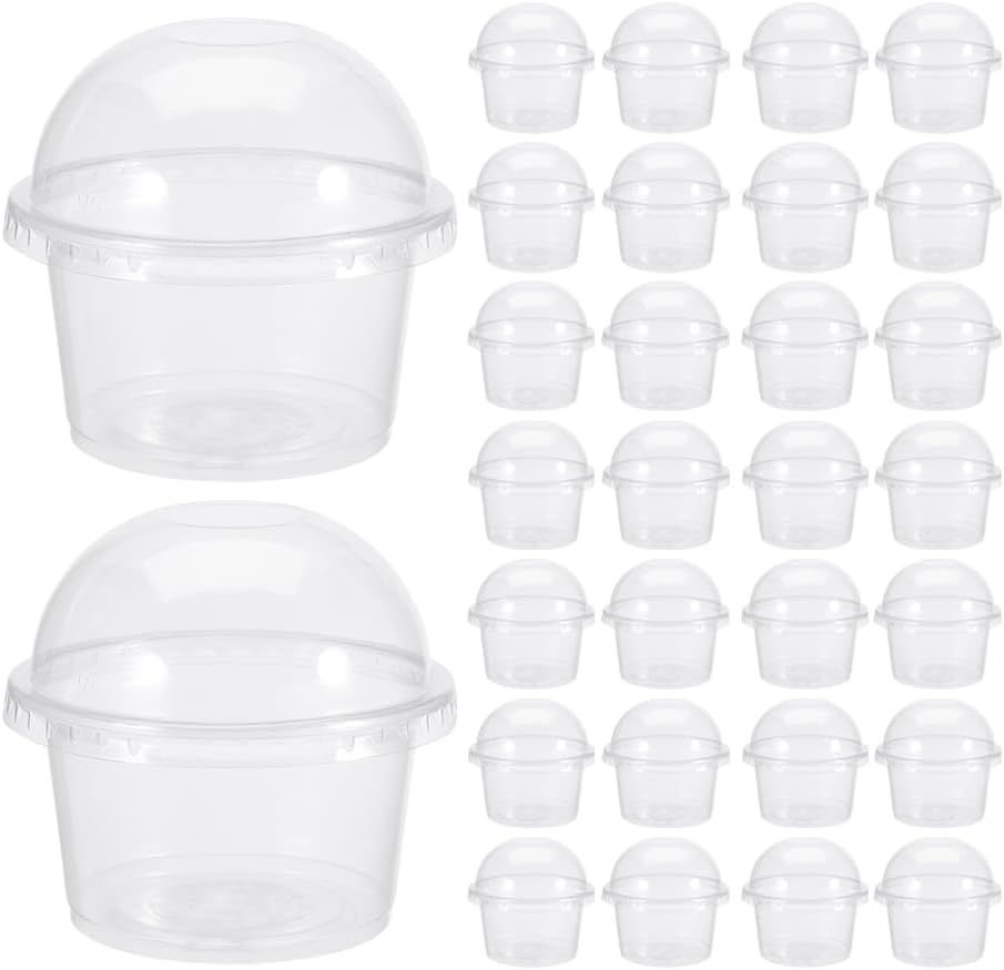 200pcs Plastic Cups with Dome Lids Disposable Parfait Cups - Crystal Dessert Containers for Pudding Snacks Ice Cream Yogurt 250 ML