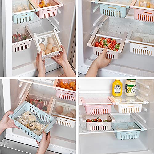 4 Pack Fridge Drawer Organizer Refrigerator Drawers For Shelves - Adjustable Kitchen Organizer With Pull Out Storage Rack Box - Sliding Partition Fridge Hanging Organizer #TOP6