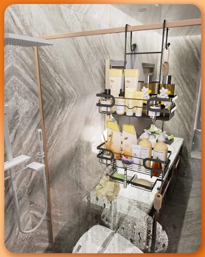 SWTYMIKI Shower Caddy Hanging, 3 Tier Over Door Shower Shelf With 16 Hooks and 2 Soap Dish - Image 4
