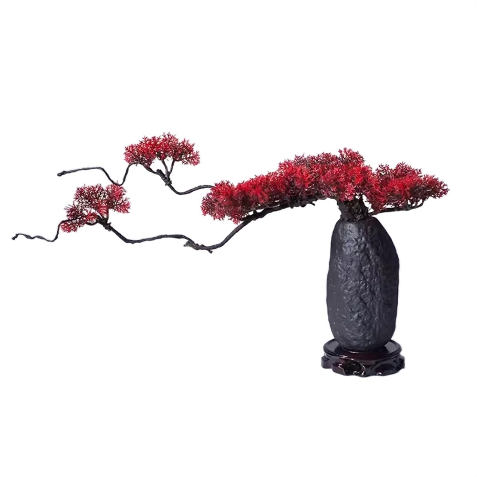 HCZKIUJY Artificial Bonsai Tree Chinese Style Simulation Welcoming Pine Artificial Bonsai Ceramic Vase Set Living Room Room Zen Decoration Fake Pine Trees Fake Plant Decoration (D)