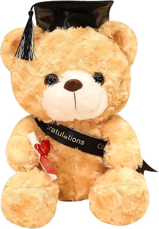 FGen 23 cm Peluche Personnalisée,Ours en Remise des diplômes 2024, Peluche Ours avec Diplôme et Chapeau de Docteur, Graduation Bear pour Les Filles et Les...