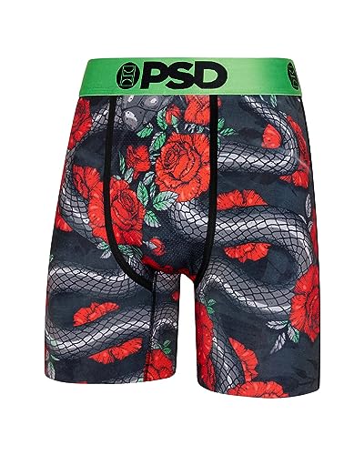 PSD Men's Boxer Briefs - Slither Rose, 7 Inch Inseam, Moisture-Wicking, 4-Way Stretch, Boxer Briefs for Men, Large
