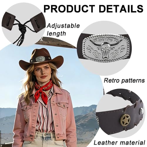 Image of Cowboy Hat Bands for Men Women,Braided Hatbands Belt for Cowboy /Western /Fedora /Cowgirl Hats Multicolor