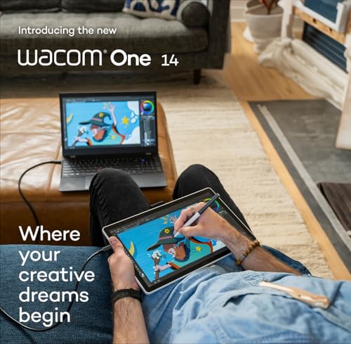Image of Wacom One 14 Drawing Tablet with Screen, 14 inch HD Full-Laminated Digital Art Tablet with Creative Software and Training, Graphics Drawing Pad for Mac and Windows