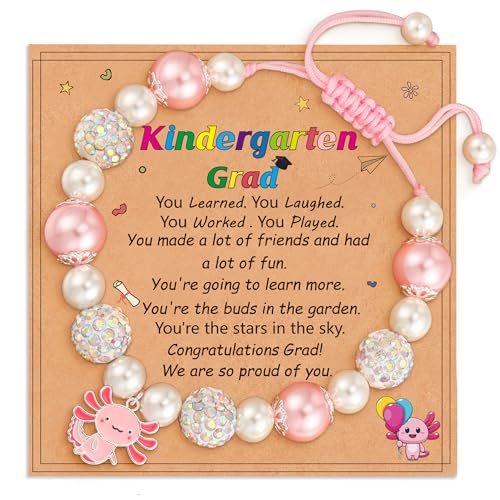 P. BLAKE Kindergarten Preschool Graduation Gifts for Girls Kids, Adjustable Axolotl Charm Bracelet 2025 Grade Grad Jewelry Gifts