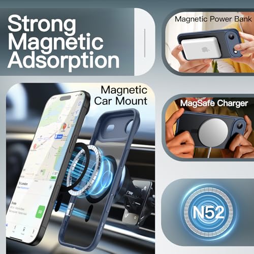 Image of JETech Magnetic Case for iPhone Air Compatible with MagSafe, Shockproof Slim Phone Cover with Built-in Camera Control Button, Matte Translucent Back, 6.5-Inch Display (Storm Blue)