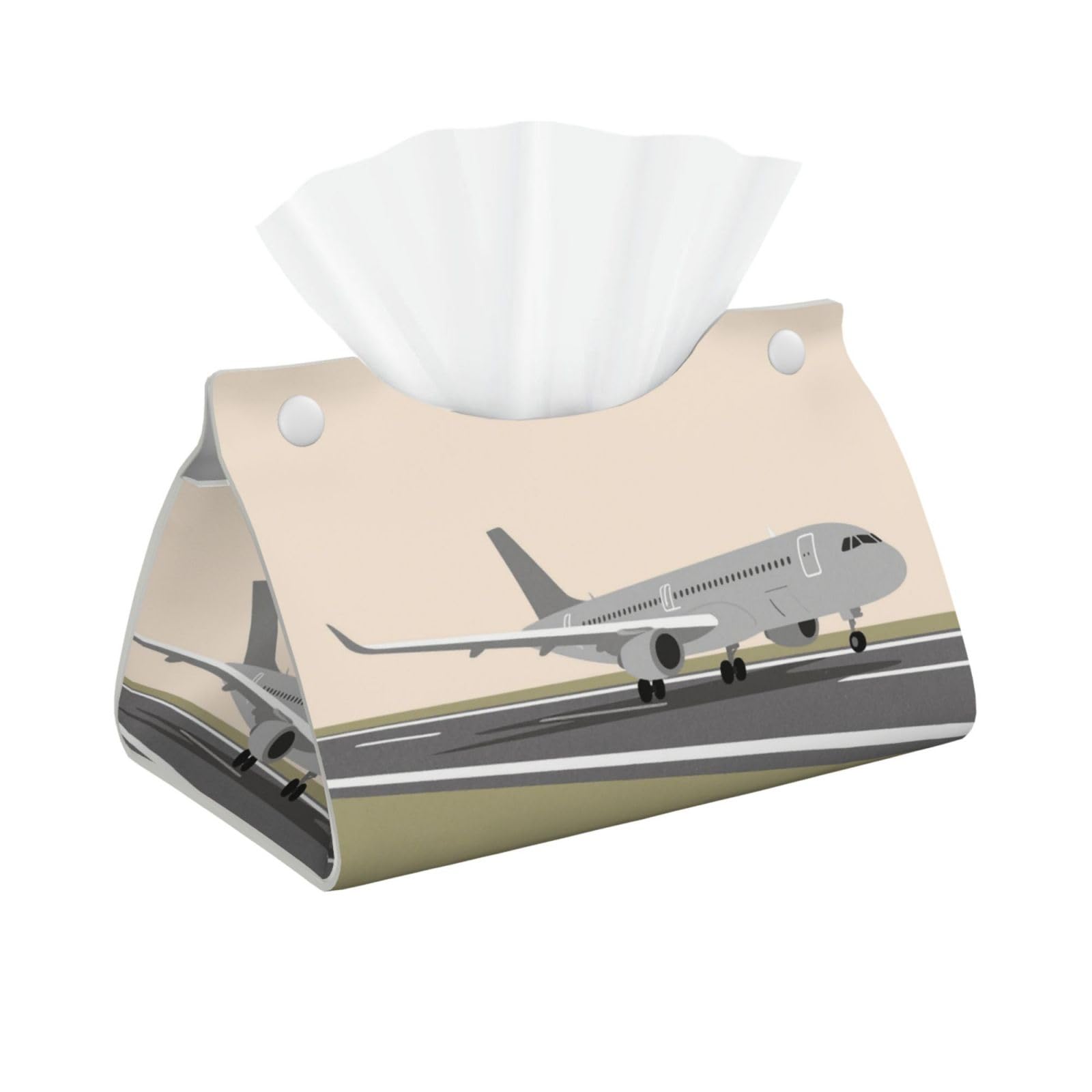 Pu Leather Tissue Box Cover, Airplane On Airport Rectangle Tissue Case Covers Decorative Tissue Box Holder Waterproof Tissue Holder Organizer for Bathroom Home Office