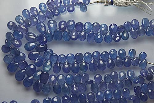 Tanzanite bleue naturelle en perles poires lisses de 8 à 12mm pour bijoux d'exception