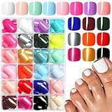 Lifextol 576PC Press on Toenails for Women Fake Toe nail Press ons Acrylic Toe Press on Nails Set, 24 Color Press on Toe nails Press on Fake Toenails Press ons Acrylic Toe Nail Tips Kit with Glue&Tabs