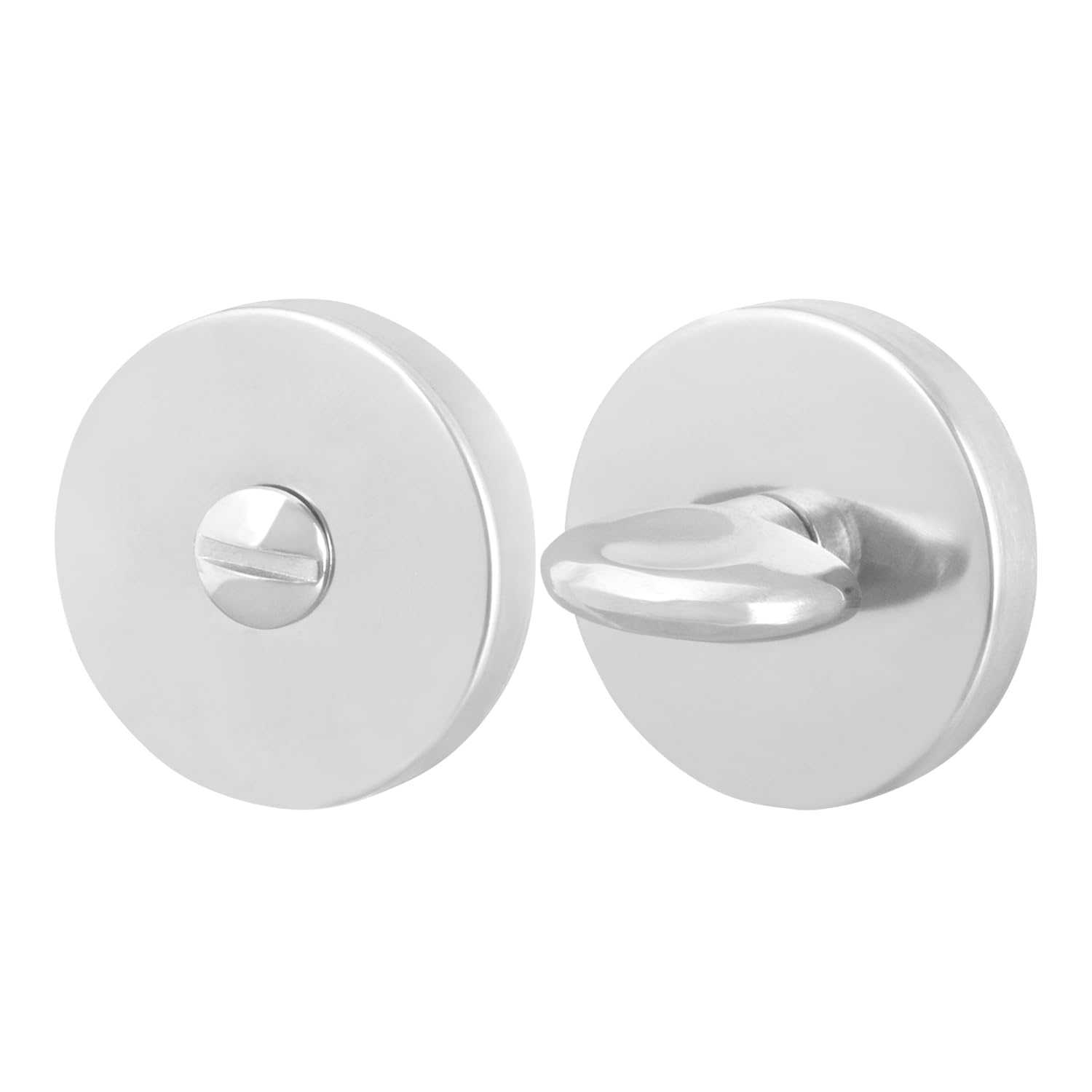 Eai Polished Chrome Round Bathroom Thumbturn & Release Set - | Universal Silver Door Turn And Release Lock For Bathroom/Toilet With Emergency Coin Release Lock