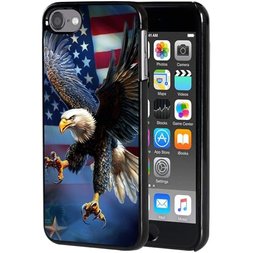 for iPod Touch 7 Case,Touch 6/5 Case,AIRWEE Slim Back Cover Hard Plastic Protector Case for Apple iPod Touch 5th/6th/7th Generation for Women Girl Men, American Flag Eagle