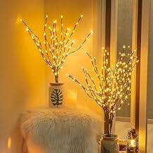 2 Pack Led Branch Light Battery Operated Lighted Branch Vase Filler Willow Tree Artificial Little Twig Power Brown 30 Inch 20 LED for Home Romantic Decoration, Warm White
