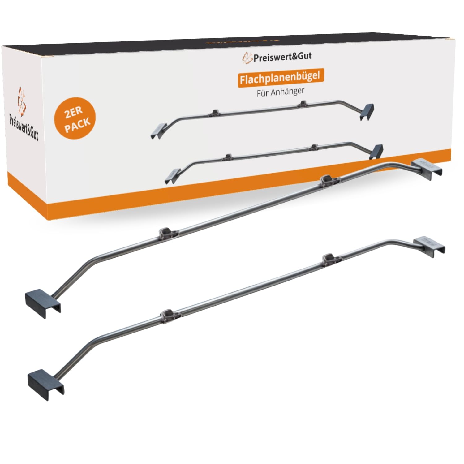 Preiswert&Gut Anhänger Planenbügel 2er Set verstellbar 100–155 cm
