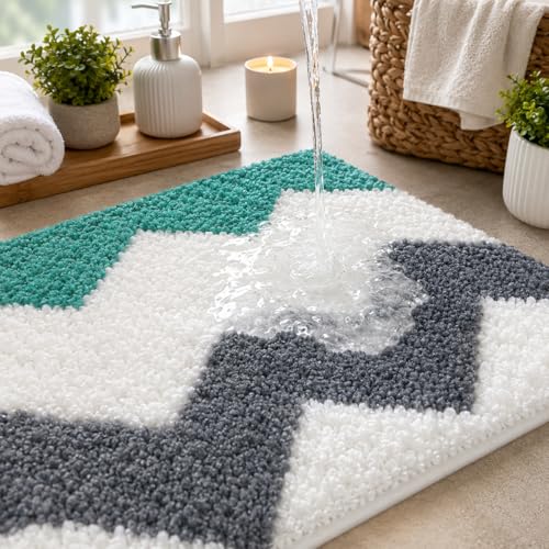 Image of Cotton Door Mat | Water Absorbent, Anti-Skid, Machine Washable Floor Mat | Soft Microfiber Carpet for Home, Living Room & Bedroom | Premium Decorative Mat (Multy, Rectangular)