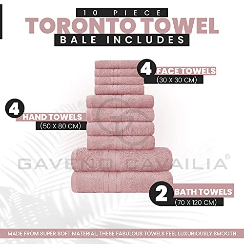 GC GAVENO CAVAILIA Soft Towels - 10 Piece Bathroom Towels Bale Set - Premium Quality Water Absorbent Towel, 4 Face 4 Hand 2 Bath Towel, 450 GSM Washable Towels Set, Blush Pink - Image 4